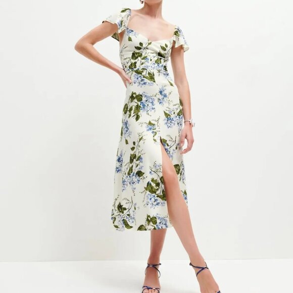 Reformation Baxley Dress Riviera - Size 2 - Picture 1 of 9